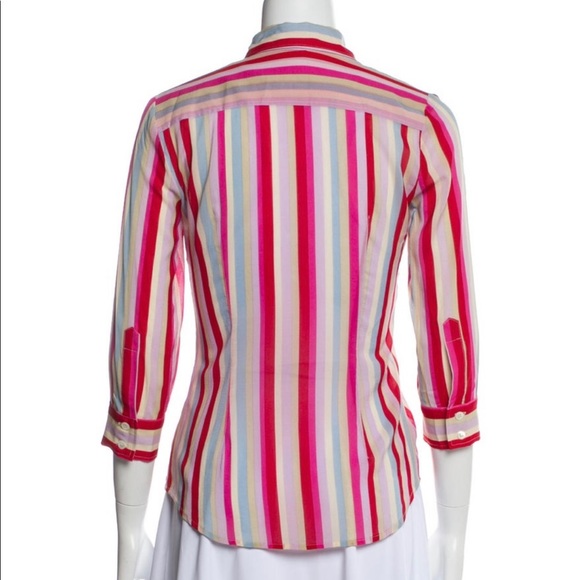 Theory Silk Striped Button-Up Top - Picture 3 of 3